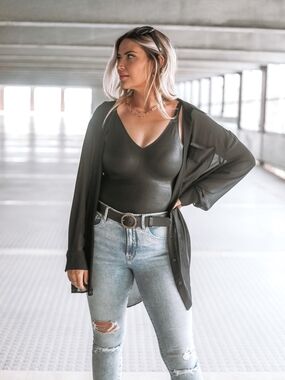 Knix x Birds Papaya Faux Leather Black Bodysuit